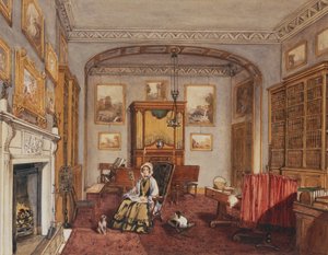 Boudoir Northwick Parkissa, n. 1830 (kynä ja akvarelli) tekijältä Anne Rushout
