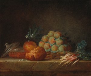 Asetelma briossin, hedelmien ja vihannesten kanssa, 1775