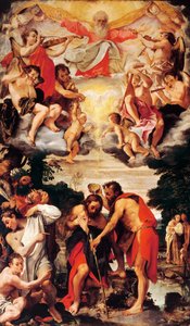 Annibale Carraccin (1560-1609) Kristuksen kaste, öljy kankaalle, San Gregorion ja San Siron kirkko, Bologna tekijältä Annibale Carracci