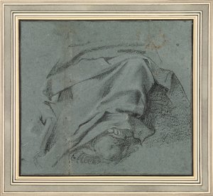 Carracci - Neitsyt Marian taivaaseen -alttaritaulun Neitsyt Marian taivaaseen -alttaritaulun jalkojen yli ulottuvan verhon luonnos, S.Maria del Popolo, RCIN 902108. tekijältä Annibale Carracci