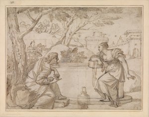 Kristus ja samarialainen nainen tekijältä Annibale Carracci