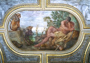 Herkules ja Sfinksi Cerberuksen kanssa, Camerinosta, 1596 tekijältä Annibale Carracci