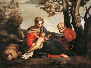 Lepää lennossa Egyptiin (öljy kankaalle) tekijältä Annibale Carracci