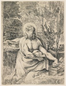 Pyhä Hieronymus erämaassa, n. 1591 tekijältä Annibale Carracci