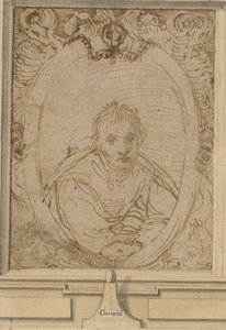 Omakuva, n. 1580 (kynä ja ruskea muste paperille) tekijältä Annibale Carracci