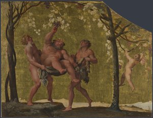 Silenus kerääminen Viinirypäleet, n. 1598 tekijältä Annibale Carracci
