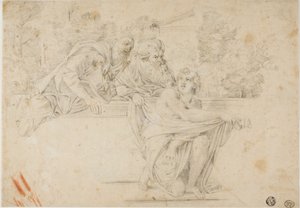 Susanna ja vanhimmat (recto); Naisen profiilipäällikkö (käänteinen) tekijältä Annibale Carracci