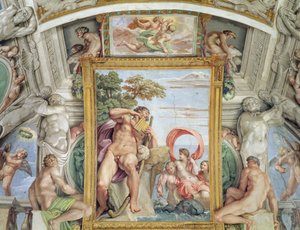 Galleria Carracci Carracci-sali yksityiskohta Polyfemoksen ja Galatean freskosta, 1597-1604. tekijältä Annibale Carracci
