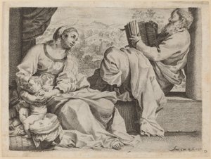 Pyhä perhe Pyhän Johannes Kastajan kanssa tekijältä Annibale Carracci