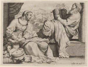 Pyhä perhe Pyhän Johannes Kastajan kanssa tekijältä Annibale Carracci