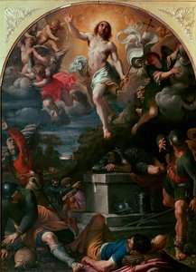Annibale Carraccin (Carrache) (1560-1609) maalaus Kristuksen ylösnousemus 1593 su. 217x160 cm Pariisi, Musee du Louvre