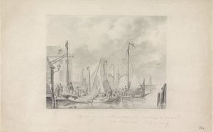 Pakolaisten saapuminen Amsterdamiin ennen tulvaa, 1825 tekijältä Anonymous