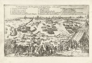 Beleg van Valenciennes, 1567 Valencenan piiritys Parman herttuattaren Margaritan johdolla. 1567 (otsikko esineessä) tekijältä Anonymous