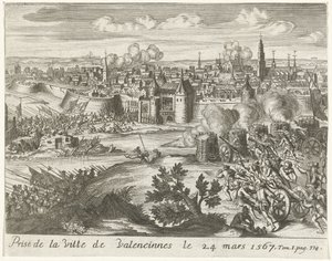 Beleg van Valenciennes, 1567 Valenciennesin kaupungin valloitus 24. maaliskuuta 1567 (otsikko esineessä) tekijältä Anonymous