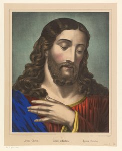 Kristus käsi rintansa päällä Jeesus Kristus / Jeesus Kristus / Jesus Cristo (otsikko esineessä) tekijältä Anonymous