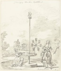 Vanhan perustuslain tuhoaminen, koristelu voitorilla, 1795 Vanhan perustuslain tuhoaminen/voimarkkinat (otsikko esineessä) tekijältä Anonymous