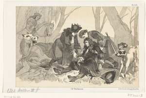 Vilhelm III:n kuolema metsästysjuhlan aikana, 1702 tekijältä Anonymous