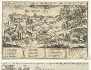 Nukkuva leijona, 1567 The Sleeping Leew (otsikko esineessä) tekijältä Anonymous