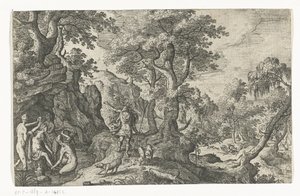 Diana ja Actaeon Maisemat mytologisilla ja raamatullisilla kohtauksilla (sarjan nimi) tekijältä Anonymous