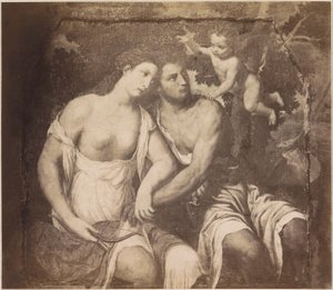 Valokuvakopio maalauksesta Venus ja Adonis Paris Bordonen jälkeen Pariisi Bordone. Venus ja Adonis (otsikko esineessä) kaiserl. Konigl. Galleria Wienissä (sarjan nimi esineellä) tekijältä Anonymous