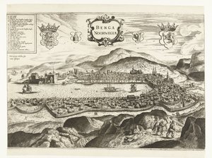 Näkymä Bergenistä (Norja), 1665 Berga Norja (otsikko esineessä) tekijältä Anonymous