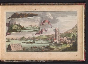 Näkymä Gaetalle, 1734 Kuvaus Gaëtasta, jonka espanjalaiset valloittivat 6. elokuuta 1734 (otsikko esineessä) tekijältä Anonymous