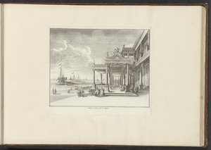 Näkymä Palazzo Montaltolle Napolin rannikolla Palais de Mont Alto Napolissa (otsikko esineessä) Palatsit ja monumentit Venetsiassa, Livornossa, Napolissa ja Roomassa (sarjan nimi) tekijältä Anonymous