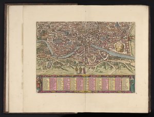Lintuperspektiivistä näkymä Roomaan Antiquae urbis Romae imago accuratiss (...) (otsikko esineessä) tekijältä Anonymous