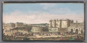 Näkymä Bastillelle ja Porte Saint-Antoinen Pariisissa Näkymä Bastille de Parisille, Porte St. Antoine, et d