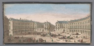 Gezicht op de Place des Victoires te Parijs Näkymä Place des Victoires -aukiolle (otsikko esineessä) tekijältä Anonymous