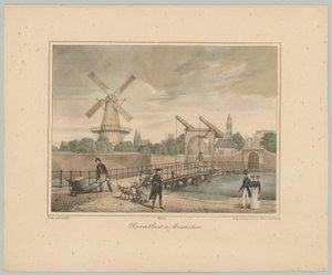 Näkymä Raampoortille Amsterdamissa Window Gate Amsterdamissa (otsikko esineessä) Amsterdamin kaupungin kuuden pääportin kasvot. 1st Cahier (sarjan nimi) tekijältä Anonymous