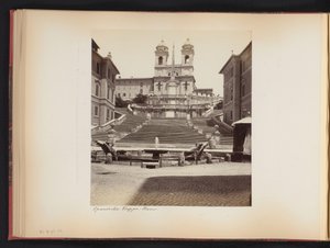 Näkymä Espanjalaisille portaille, Piazza di Spagnalle ja Trinità dei Montille Roomassa, Italiassa espanjalainen Treppe. rom (otsikko esineessä) tekijältä Anonymous