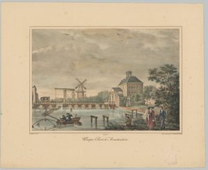 Näkymä Weesperpoortista Amsterdamissa Weesper Poort Amsterdamissa (otsikko esineessä) Amsterdamin kaupungin kuuden pääportin kasvot. 1st Cahier (sarjan nimi) tekijältä Anonymous