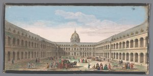Näkymä Hôtel des Invalidesin sisäpihalle Pariisissa Vüe ​​​​de la grande cour de l