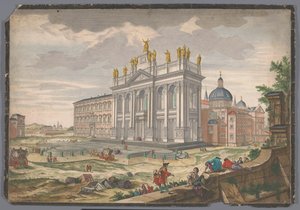 Näkymä Pyhän Johanneksen Lateranin kirkolle Roomassa Veduta della Basilica di S. Giovanni Laterano (otsikko esineessä) tekijältä Anonymous
