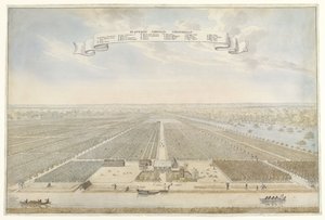 Näkymä Cornelis Vriendschap -viljelmälle Surinamessa Plantation Cornelis Friendship (otsikko esineessä) tekijältä Anonymous
