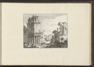 Näkymä Septizoniumin raunioille Roomassa Septizonii Severi Sepulchrum à Roma (otsikko esineessä) Palatsit ja muistomerkit Venetsiassa, Livornossa, Napolissa ja Roomassa (sarjan nimi) tekijältä Anonymous