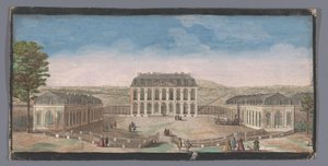 Näkymä Chateau de Belle-Vuen edestä Meudonissa Vüe ​​​​du Chateau de Belle-Vüe -palkinto du coté de la cour (nimi esineessä) tekijältä Anonymous