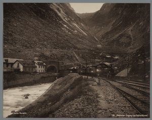 Sisäänkäynti Göschenen Gotthard-tunneliin Göschenen, eingang i/das Gotthardtunnel (otsikko esineessä) tekijältä Anonymous