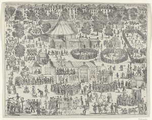Messut aukiolla Haagissa, 1845 Utopiamessut (otsikko esineessä) tekijältä Anonymous