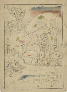 Krishna lehmien kanssa linga-alttarilta tekijältä Anonymous