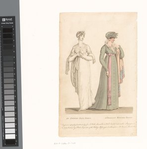 La Belle Assemblée, 1. maaliskuuta 1807, nro 14: Iltajuhlamekko / Pariisilainen talvimekko tekijältä Anonymous