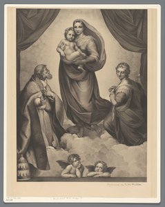 Mary ja lapsi H. Sixtuksen ja H. Barbaran kanssa Sikstus Madonna tekijältä Anonymous