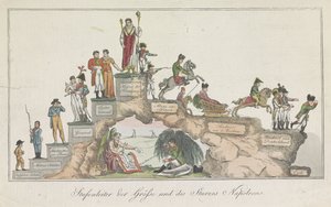 Napoleonin levenhihna, 1814 Suuruuden tikkaat ja Napoleonin kukistuminen (otsikko esineessä) tekijältä Anonymous