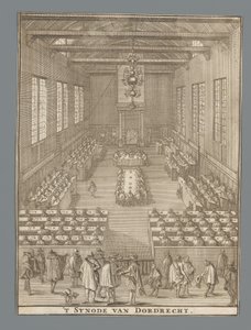 Dordrechtin synodin avaus 1618 Dordrechtin synodi (otsikko esineessä) tekijältä Anonymous