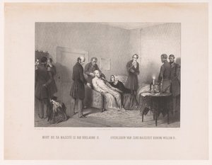 Kuningas Vilhelm II:n kuolema Mort de sa majesté le roi Guillaume II / Hänen Majesteettinsa kuningas William II:n kuolema (otsikko esineessä) tekijältä Anonymous