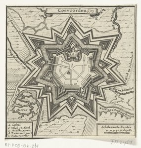 Coevordenin kartta, 1672 Coevoorden (otsikko esineessä) tekijältä Anonymous