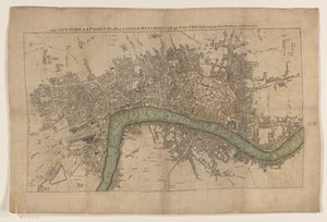 Plattegrond van London, 1761 Lontoon, Westminsterin ja Southwarkin kaupunkiopas tai taskusuunnitelma uusilla rakennuksilla vuoteen 1761 (otsikko esineessä) tekijältä Anonymous