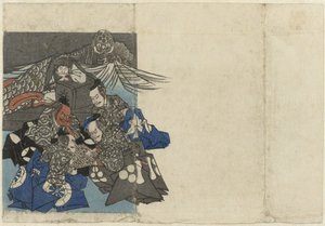 Raikou ja hänen herransa gô-laudan ympärillä Raikou and the Earth Spider (sarjan nimi) tekijältä Anonymous