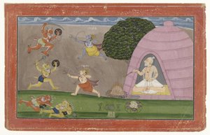 Rama ja Lakshmana taistelevat demoneja Marichaa ja Suvahua vastaan tekijältä Anonymous